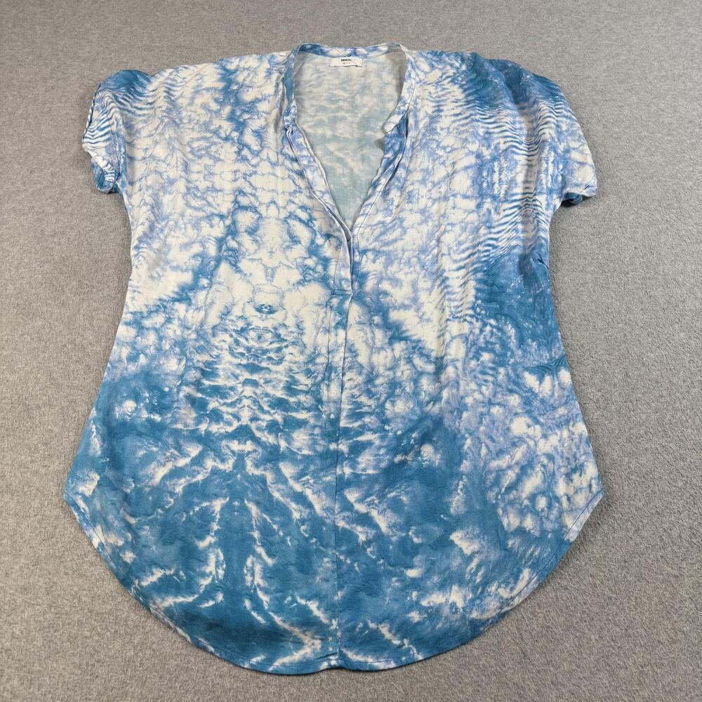 Mikoh Shirt Women 1 Small Blue Tie Dye Rayon Tunic Beach Coverup Coastal Boho